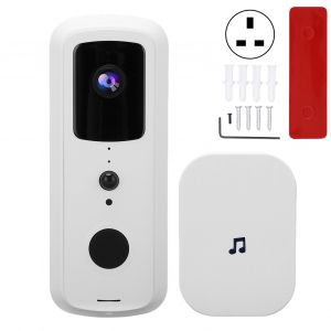 Sonnette video intelligente sans fil Wi-Fi 1080p, telecommande avec application, interphone, vision nocturne, blanc, 90 ¡ãC, prise 260 V, prise UK - Neuf