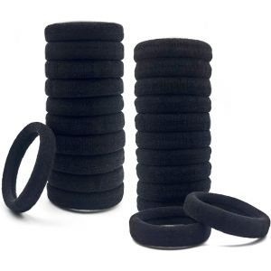 Lot De 20 Tresses Ondulées Pour Femmes, Cheveux Noirs Sans Dommages, Douces Et Sans Coutures, Pour Boucles Épaisses, Élastiques Puissants Pour Queue De Cheval (Noir) - Neuf