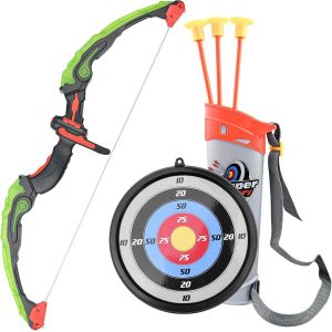 ERYI-Arc Enfant, Arc Et Fleches Enfant Avec Lumières Led, Ensemble D'Arc Et De Flèches, Bow And Arrow For Kids, Avec 3 Flèches À Ventouse, 1 Carquois Et 1 Cible, Pour Intérieur Et Extérieur - Neuf