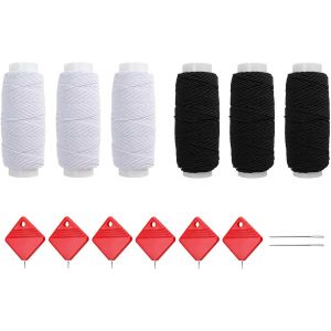 Chenquansarl-Fil A Coudre Élastique, 6 Tomes Fil Couture, Fil Couture Machine A Coudre Avec Enfile Aiguille 6 Broches, Deux Couleurs, Pour Couture De Chaussures Et Chapeaux, Vêtements Textiles - Neuf