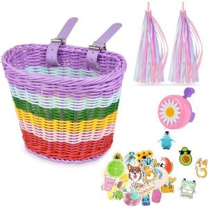 Kal-Panier Velo Enfant, Panier De Guidon De Vélo Enfant, Tricotage À La Main Panier Vélo Pour Filles Garçons - Neuf
