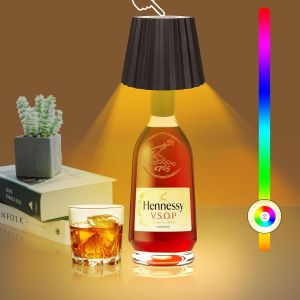 Kal-Lampe De Bouteille De Vin Led, Lampe De Table Tactile Sans Fil Mit Batterie 4000 Mah, Ip44 Lampe De Table Rechargeable Dimmable Pour L'intérieur/Extérieur Restaurants Bars (Noir) - Neuf