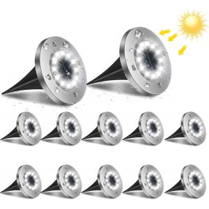 12led Lumières Solaires Extérieures, 12pcs L'extérieur Du Terrain Lumières De Lampes De Jardin Imperméable À L'eau Ip65 Lumières Solaires À Encastrer Un Spot Pour La Voie Terrasse De Métro Cour - Neuf