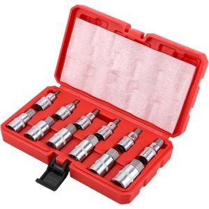 Douille 6 Pans Jeu De 12 Douilles Allen 1/2"" 6 Pans Int&eacute;rieurs Jeu De Douilles Hexagonales Avec Mallette En Plastique Coffret De Rangement Douille Btr 5,6,7,8,10,12,14,16,17,18,19,22 Mm - Neuf