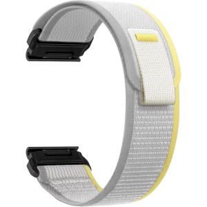 26Mm Quickfit Bracelet Pour Garmin Enduro 3 / Fenix 8 51Mm/Fenix 7X Pro/7X/6X/5X/5X Plus, Souple &Eacute;lastique Nylon Bracelet Pour Garmin Tactix 7 Amoled/Epix Pro 51Mm/Enduro - Jaune&Beige - Neuf