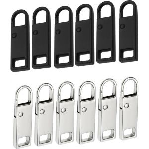 MEVRONISSHOP-Tirettes de R&eacute;paration Fermeture Eclair, 12 Pcs M&eacute;tal Zipper Pull, M&eacute;tal Zipper Pull amovible, Tirette Fermeture Eclair Remplacement, Pour Porte Monnaie, V&ecirc;tements, Jeans, Valises - Neuf
