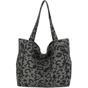 ERSHI-Grand sac à bandoulière pour femme - Motif léopard - Sac à main en toile - Motif léopard - Sac à bandoulière décontracté - P[8 - Neuf