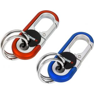 KAL-2 Pièces Mousqueton Porte Clef Voiture, Anneau Porte Clé, Avec 4 Porte-Clés, Anneau Porte Clé En Alliage De Zinc, Mini Mousqueton Comme Cadeau D'Affaires Pour Homme Et Femme - Neuf