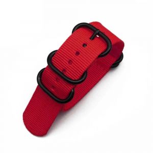 Typi-Bracelet De Montre Multicolore En Nylon Noir,Boucle D'anneau 18mm 20mm 22mm 24mm Rayé Étanche,Accessoires De Montre De Remplacement Pour Hommes Et Femmes|Rouge|18mm - Neuf