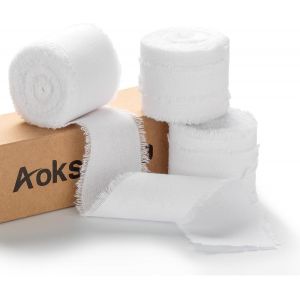 Aoksunova 3.8 Cm Ruban Cadeau Coton Ruban De Mariage Large Ruban De Tissu Blanc Ruban De Coton Ruban Frang&eacute; - Neuf