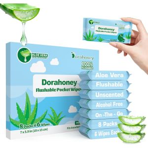 KALANKA-Lingettes Humides Jetables aux Toilettes, Format Voyage, &agrave; l&iquest;Aloe Vera, Lot de 8 (48 Lingettes au Total) - Neuf