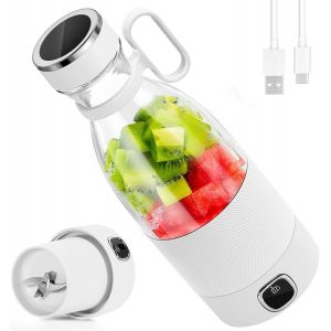 Mini Blender Portable, 6 Lames et Affichage Led, Mixeur &Eacute;lectrique USB avec, 350ml pour Smoothies et Smoothies, 3500mAh Rechargeable, Id&eacute;al pour Famille, Sports et Voyage, Rose - Neuf