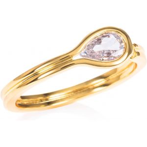 Bague Fine Reglable En Poire Pour Femme, Bague Ajustable Pour Femme Avec Une Pierre En Goutte En Zircon, Bague Or Femme Avec Une Pierre De Couleur, Bague Simple Pour Femme Et Jeune Fille - Neuf
