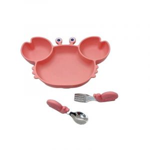 S&eacute;parateur Pour B&eacute;b&eacute; Avec Ventouses,Ensemble Cuill&egrave;re Et Fourchette Pour B&eacute;b&eacute;,Plateau En Silicone Pour Enfants Avec Ventouses - Neuf