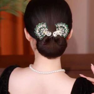 Pince À Cheveux En Forme De Paon Pour Femme, Outil De Coiffure Multifonction, Bigoudi, Chignon, Outil Facile Et Rapide Pour Cheveux Longs-Vert - Neuf