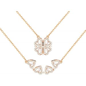 Kal-Collier En Forme De Coeur À Quatre Feuilles, Collier Magnétique Coeur, Lucky Pendentif Coeur, Collier Coeur Ouvrable Pour Femmes Filles Hommes Or Argent Or Rose - Neuf