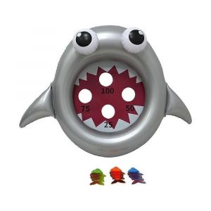 Jeu de lancer de requin gonflable en PVC avec 3 petits poissons pour enfants, jouet interactif pour f&ecirc;te &agrave; la piscine - Neuf