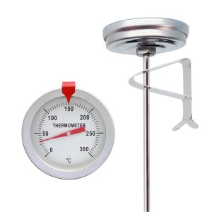 Thermom&egrave;tre de cuisine en acier inoxydable - Affichage clair et grand cadran pour lecture instantan&eacute;e - Longueur de sonde 30 cm - Id&eacute;al pour cuisson, grillade, p&acirc;tisserie ou friture - Pr&eacute;cision &plusmn;5&deg;C - Neuf