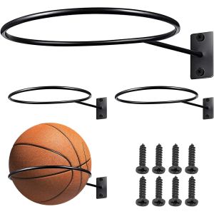 Acdsgd-Lot De 4 Support Ballon Mural En M&eacute;tal, Porte Ballon Robuste Pour Football, Basketball, Volleyball Et Rugby, Rangement Mural Durable Pour Maison Et Salle De Sport - Neuf