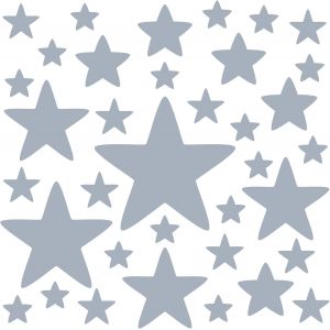 ERYI-Set De 36 Stickers Muraux Enfants Étoiles - Autocollants Décoration Murale Chambre Bébé - Facile À Poser Gris - Neuf