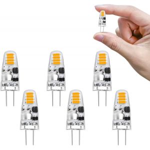 Kal-Ampoules Led G4 Blanc Chaud 3000k Ac/Dc 12v 1.2w Pour Remplacer Les Ampoules Halogènes 15w,Ampoule À Économie D'énergie G4 Led À Culot À Broches,Pour Chambre À Coucher,Cuisine Hotte(Lot De 6) - Neuf