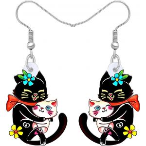 Kal-Acrylique Boucles D`Oreilles Mignon Chat Chaton Dangle F&ecirc;te Des M&egrave;res Chat Cadeaux Pour Femmes Filles Bijoux - Neuf
