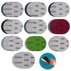 Papier De Verre Sec À L'eau, 50 Pièces Disques De Ponçage 75mm, Papier Poncer Phare Voiture Grains 600/800/1000/1200/1500/2000/2500/3000/4000/5000 Abrasif Rond Pour Métal, Bois, Polissage Miroir - Neuf