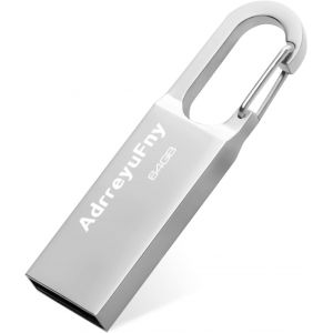 Cl&eacute; USB 64Go Flash Drive USB 2.0 Portable Pendrive 64Go Imperm&eacute;able M&eacute;moire Stick pour Ordinateur Portable, PC, Voiture Etc (Argent) - Neuf