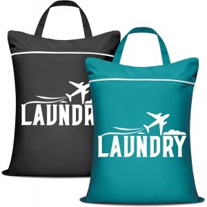 MEVRONISSHOP-Lot de 2 Sac &agrave; Linge Large,lavables et Imperm&eacute;ables &agrave; Linge Pliable, pour V&ecirc;tements Sales et Mouill&eacute;s, pour Maillots de Bain, pour Salle de sport, Blanchisserie, Piscine, Yoga (Black+pea - Neuf