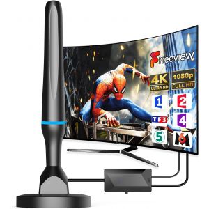 Antenne TV Int&eacute;rieur Puissante TNT HD, 2025 Puissante Antenne TV Int&eacute;rieur de Base magn&eacute;tique puissante - 420km R&eacute;ception Longue Port&eacute;e &agrave; 360&deg;, Compatible avec Portable 4K 1080P et Tous Les TVs - Neuf
