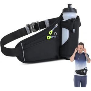 Jexnovashop-Ceinture De Course Porte-Bidons Running, Sac Banane R&eacute;glable Pour Homme Et Femme, Portable Grande Capacit&eacute; Belt Sac Banane Pour Le Jogging, La Course, Le Sport, Le Fitness, Noir - Neuf