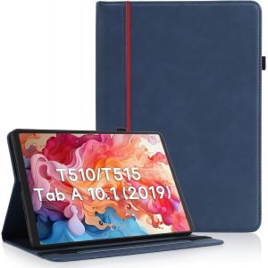 LORANKA-Coque pour Samsung Galaxy Tab A 10.1 T510/T515 Tablette 2019 - &Eacute;tui Housse de Protection Cuir PU avec Fonction Support/Portefeuille Coque Tablette Galaxy Tab A 10.1 (Bleu) - Neuf