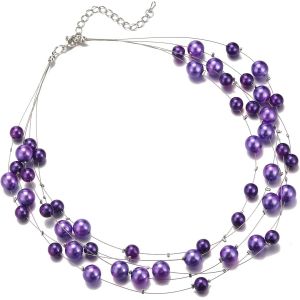 Kal-Collier Court En Perle Et Cristal Pour Femme Avec Chaîne En Argent Bijoux De Bohème Faits À La Main Cadeau Fete Des Meres Pour Maman - Neuf