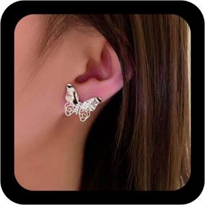 Kal-Boucles D'oreilles Argent&eacute;es En Forme De Papillon Boucles D'oreilles Vintage En Forme D'aile De Papillon Boucles D'oreilles En Forme De Papillon Boucles D'oreilles Pour Les Femmes - Neuf