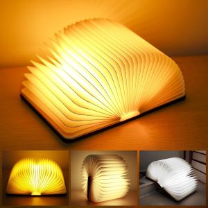 Lampe De Livre Pliable En Bois - 19 X 14,5 X 2,5 Cm - Rechargeable Par Usb - 3 Couleurs - Lampe De Livre Magnétique Pliable À 360° - Pour Petite Amie, Enfant, Cadeau - Décoration D'Intérieur - Neuf