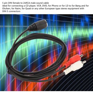 Câble 5 Broches DIN Femelle vers 2 Mâle, Connecteur de Décharge de Traction moulé en Spirale OFC, Câble Adaptateur pour Lecteur CD Magnétoscope DVD - Neuf