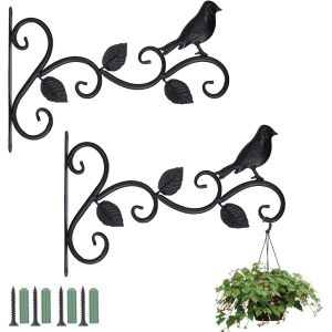 Nouvelhorizonstore-2pcs Supports De Panier &iquest;&iquest; Suspendre, Crochet Mural Pour Plantes, Crochet R&iquest;&iquest;Tro De Jardin, Supports D&iquest;&iquest;Coratifs Avec Vis Pour Pot De Fleurs, Lanterne, Mangeoire &iquest;&iquest; Oiseaux Et Carillon - Neuf