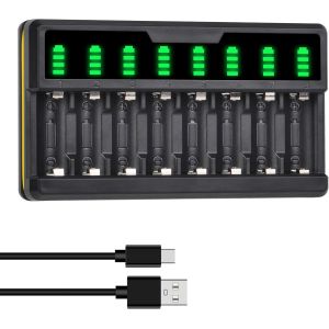 Chargeur USB intelligent universel LED 8 emplacements pour cam&eacute;ras Arlo (VMC3030/VMK3200/VMS3330/3430/3530) batteries rechargeables Li-ion - Neuf