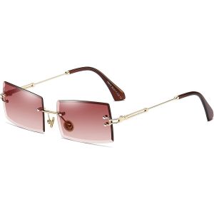 Kathlelxh-Rectangle Lunettes De Soleil Sans Cadre Carrées Ultra-Petites Pour Femmes Hommes Rétro Kylie Jenner Lunettes De Soleil Sans Monture[H436] - Neuf