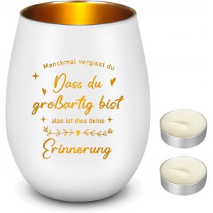 KALANKA-Bougeoir en Verre Photophore en Verre avec 2 Bougies Tasse à Bougies avec Gravure Cadeau Inspirant(Encourager) - Neuf