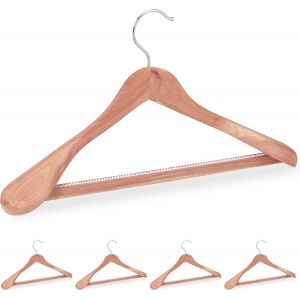LETNERNY-Cintre Costume Bois De Cèdre, Set De 5, Cintre Traverse Pantalon, Anti-Mites, Épaule Large, 45 Cm, Nature - Neuf