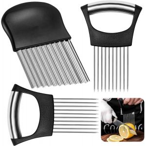 Kalanka-2 Pi&egrave;ces Coupe-Oignon Aide &Agrave; La Coupe, Porte-Oignon En Acier Inoxydable, Couteau Ondul&eacute; Pour L&eacute;gumes Convient Pour Couper Les Pommes De Terre, Carottes, Oignons, L&eacute;gumes, Viande, Etc - Neuf