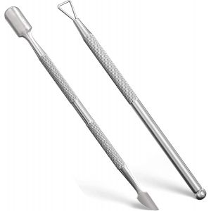 Lot De 2 Repousse-Cuticules En Acier Inoxydable Pour Retirer Ou Enlever Le Vernis Gel Des Ongles Des Doigts Et Des Orteils - Neuf