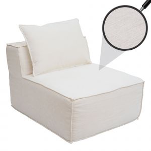 Fauteuil/accessoires pour canap&eacute; HWC-O54, fauteuil lounge, partie centrale rembourr&eacute;e, tissu/textile (300 g/m&sup2;) 63 x 75 x 97 cmcr&egrave;me - Neuf