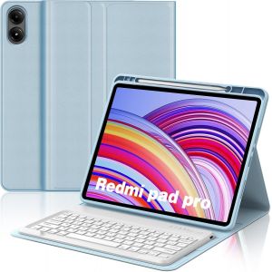 Coque Clavier Pour Redmi Pad Pro 12.1 Pouces 2024, Azerty Français Clavier Bluetooth Magnétique Détachable Avec Fente Pour Stylo Pour Tablette Xiaomi Redmi Pad Pro 12.1"", Bleu Ciel - Neuf