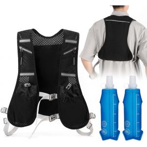 Gilet De Course Pour Homme Et Femme, Sac À Dos De Course Avec 2 Bouteilles D'eau De 500 Ml, Sac À Dos D'hydratation Réfléchissant, Sangles De Poitrine Réglables Avec Réflecteurs, Gilet - Neuf