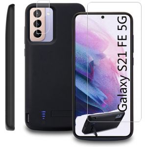 CAUC-Coque de Batterie pour Samsung Galaxy S21 FE 5g, 5000mAh, Mince, Portable, Rechargeable, Chargeur de Batterie &eacute;tendu, Batterie Externe, S21fe avec Protecteur d'&eacute;cran et protecteurs d'appareil Ph - Neuf