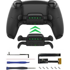 Kit de remappage avec 4 palettes arri&egrave;re pour manette PS5 BDM-030/040/050, coque modifiable pour manette PS5 avec boutons arri&egrave;re, poign&eacute;e caoutchout&eacute;e, fixation pour palettes PS5, noir - Neuf
