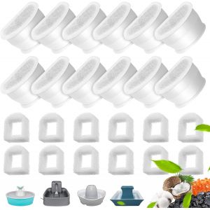 Filtre Fontaine Eau Chat, 12 Filtres Au Charbon De Remplacement+12 Filtre En Mousse De Rechange Pour Fontaines Petsafe Drinkwell Avalon, Pagode, 2 Gallons, Sedona Et Seascape - Neuf