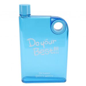 HJLIAN Bouteille d'eau plate et fine de 420 ml avec couvercle, tasse de voyage portable, bouteille reutilisable en plastique a trou rond, bleue - Neuf